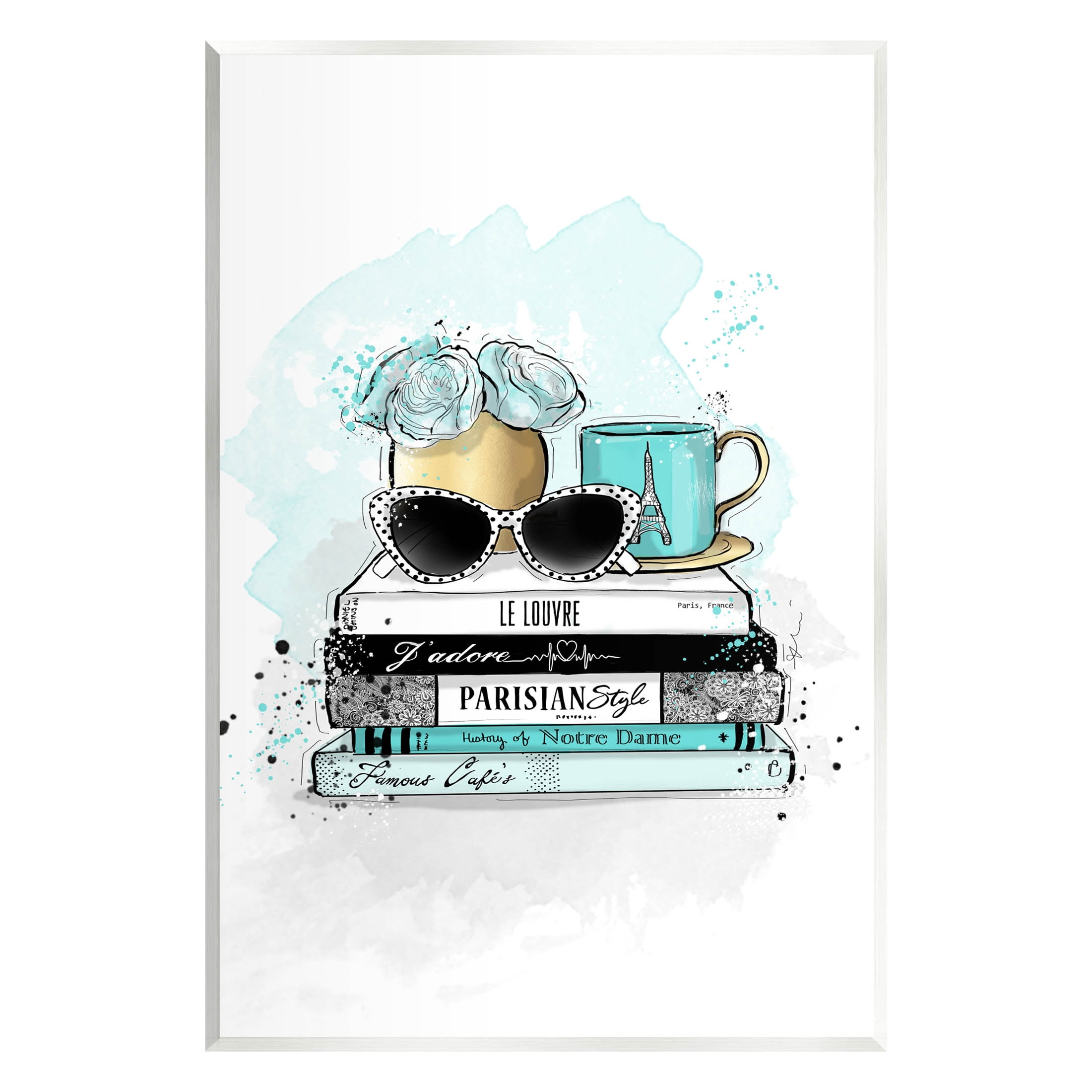 Stupell Industries Turquoise Fashion Book Stack Graphic Art Unframed Art Print Wall Art, Design by Alison Petrie