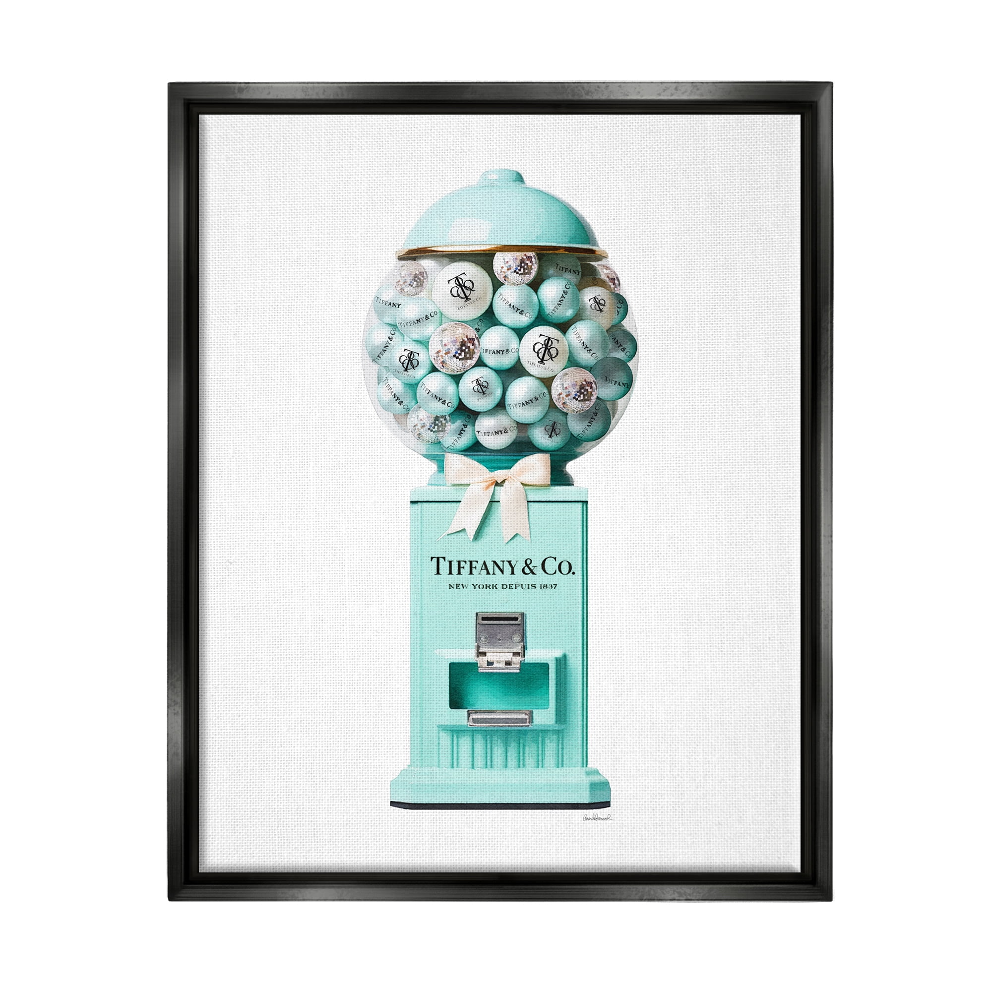 Stupell Industries Turquoise Fashion Candy Beauty & Fashion Painting Black Floater Framed Canvas Art Print Wall Art, 17 x 21
