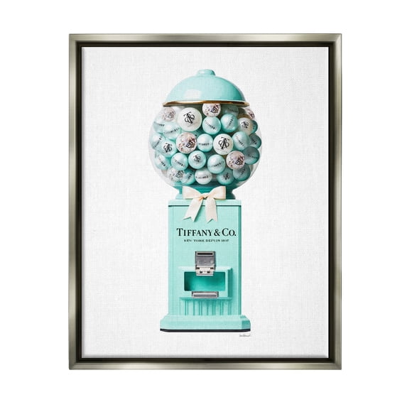 Stupell Industries Turquoise Fashion Candy Beauty & Fashion Painting Gray Floater Framed Canvas Art Print Wall Art, 17 x 21