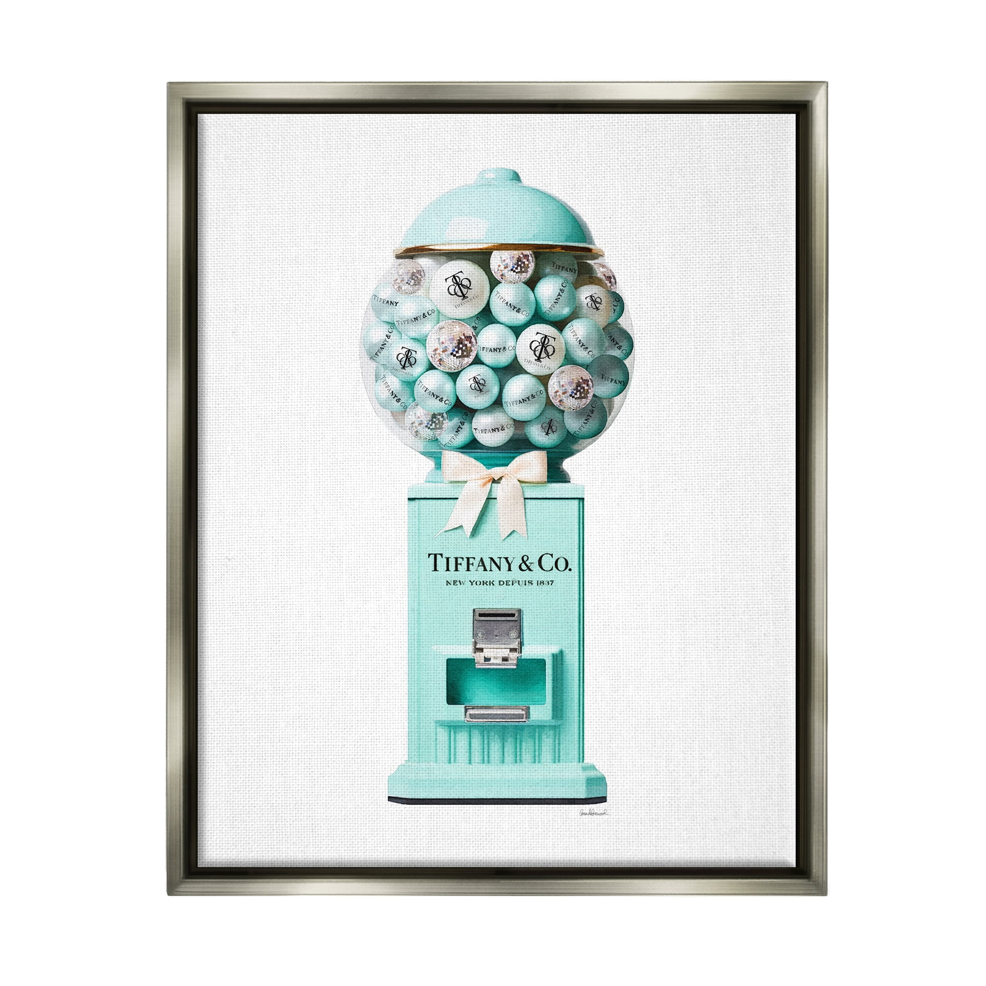 Stupell Industries Turquoise Fashion Candy Beauty & Fashion Painting Gray Floater Framed Canvas Art Print Wall Art, 25 x 31