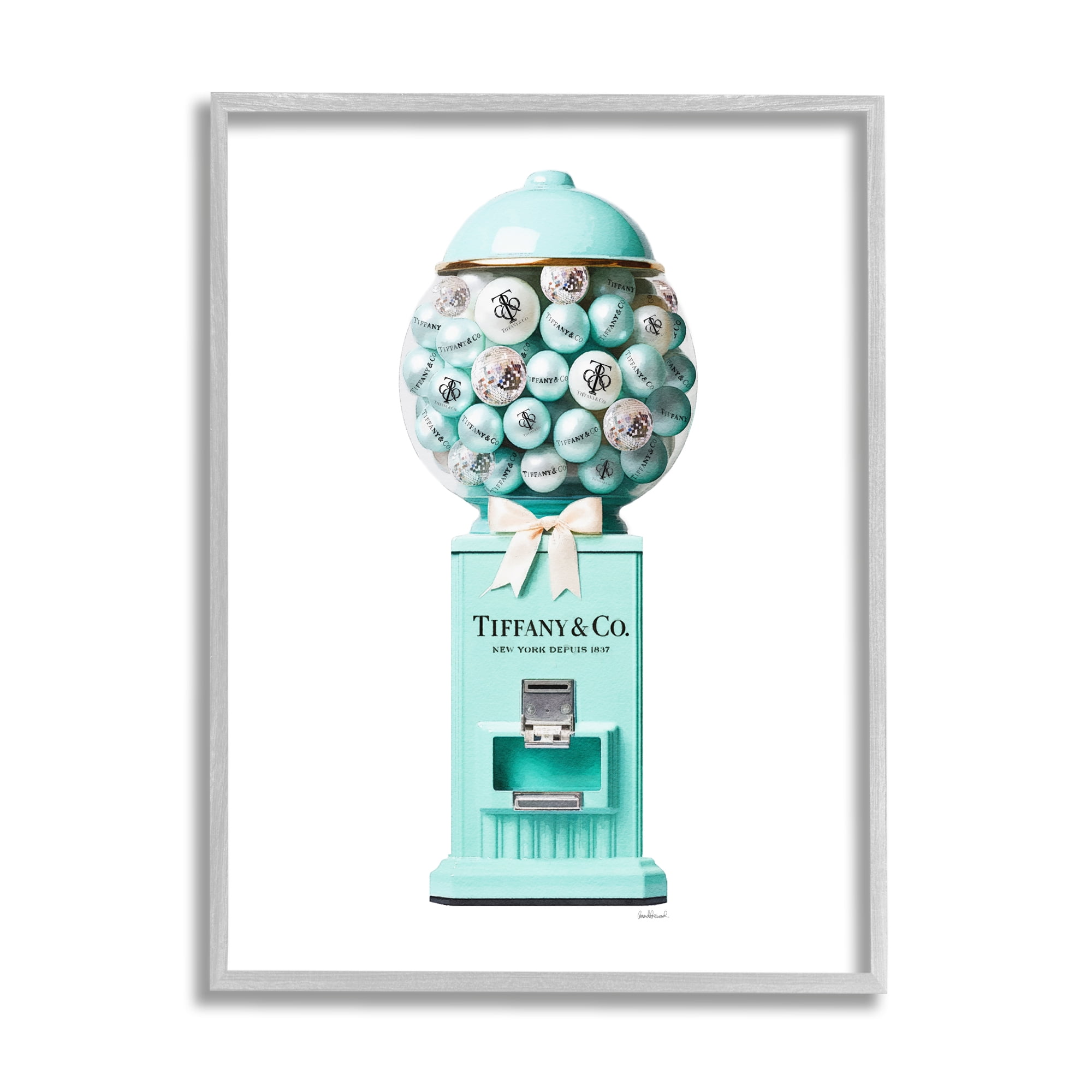 Stupell Industries Turquoise Fashion Candy Beauty & Fashion Painting Gray Framed Art Print Wall Art, 24 x 30