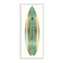 Stupell Industries Turquoise Fashion Glam Striped Designer Surfboard Emblem Wood Wall Art, 7 x 17, Design by Madeline Blake