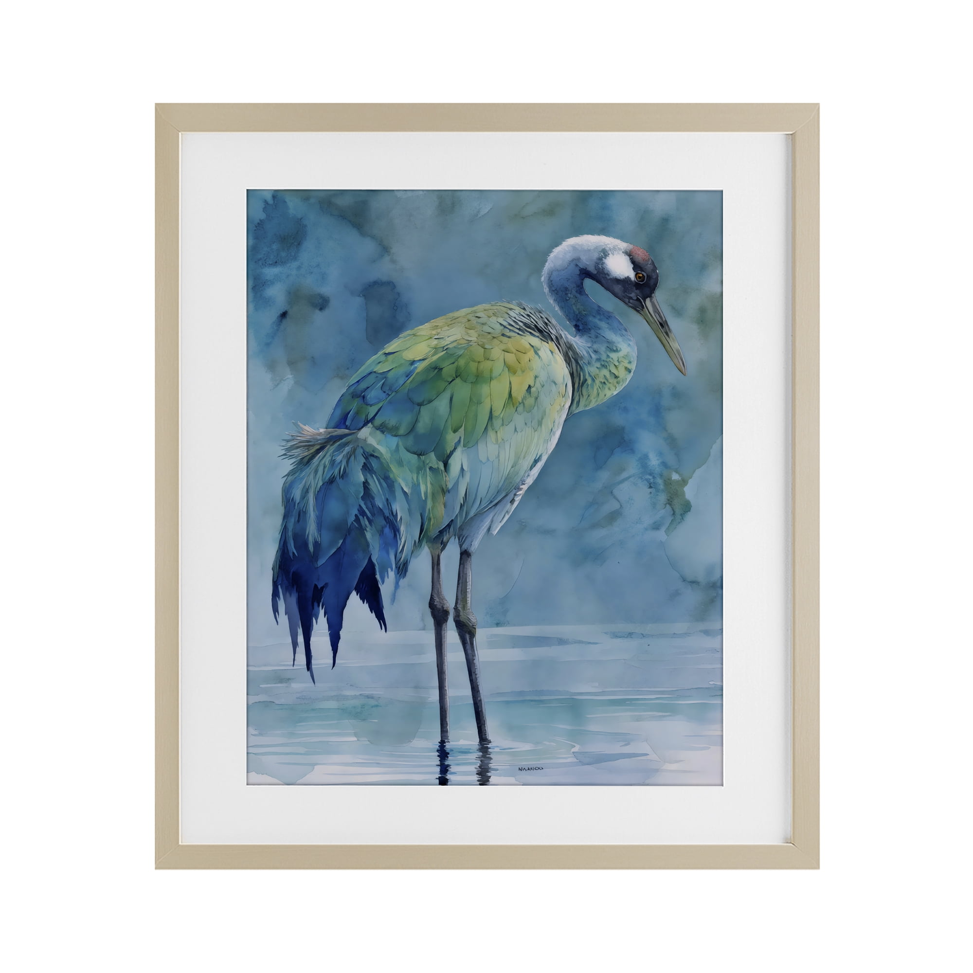Stupell Industries Turquoise Feathered Coastal Bird Birch Framed Print Under Glass, design by Franklyn Gregory