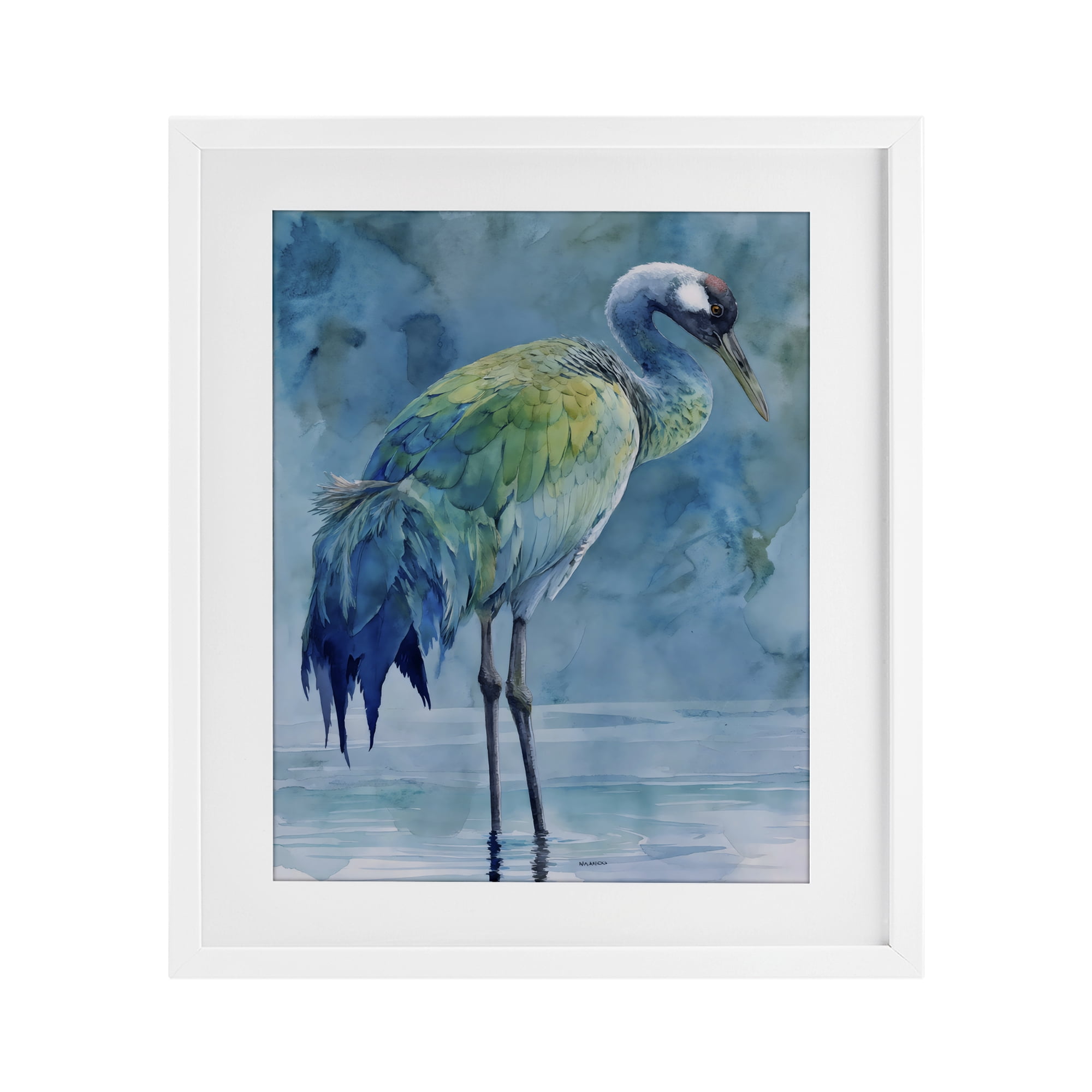 Stupell Industries Turquoise Feathered Coastal Bird White Framed Print Under Glass, design by Franklyn Gregory