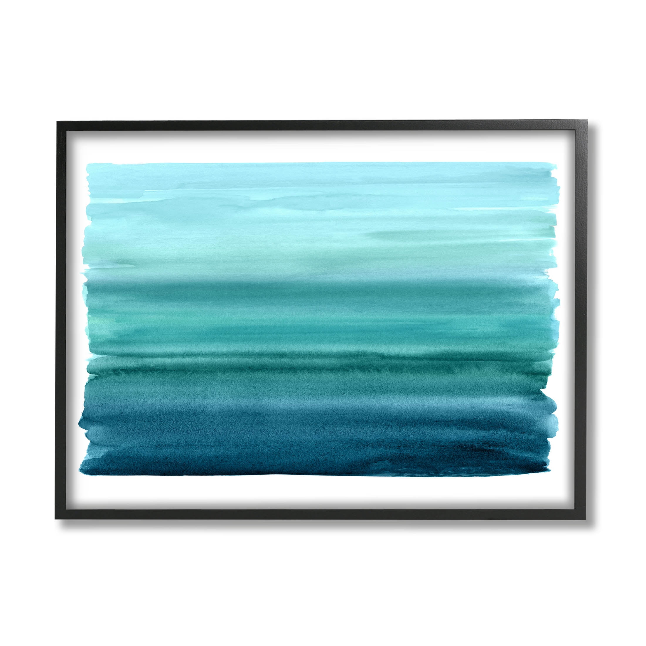 Stupell Industries Turquoise Gradient Shape Painting Graphic Art Black Framed Art Print Wall Art, Design by Allie Corbin