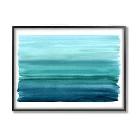 Stupell Industries Turquoise Gradient Shape Painting Graphic Art Black Framed Art Print Wall Art, Design by Allie Corbin