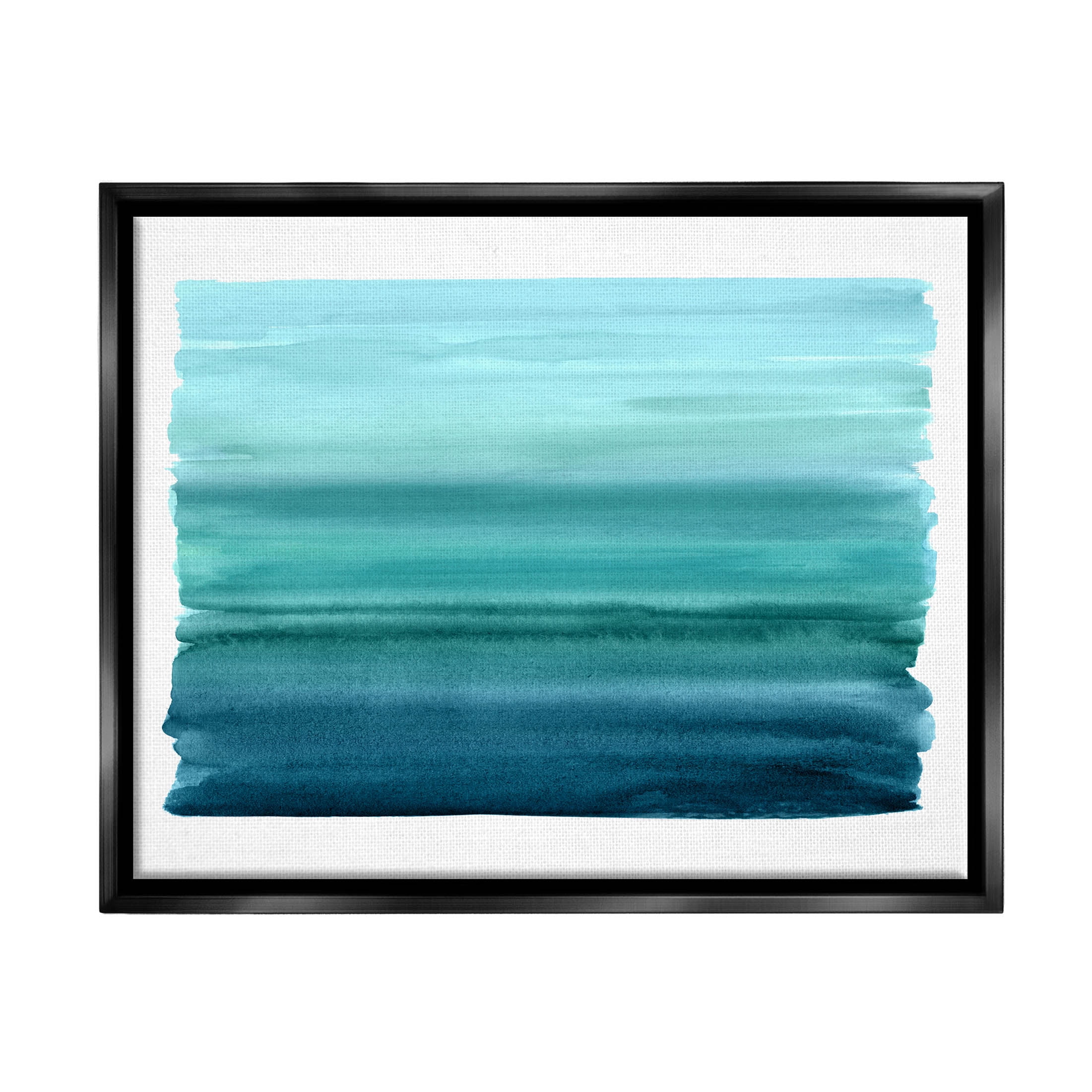 Stupell Industries Turquoise Gradient Shape Painting Graphic Art Jet Black Floating Framed Canvas Print Wall Art, Design by Allie Corbin