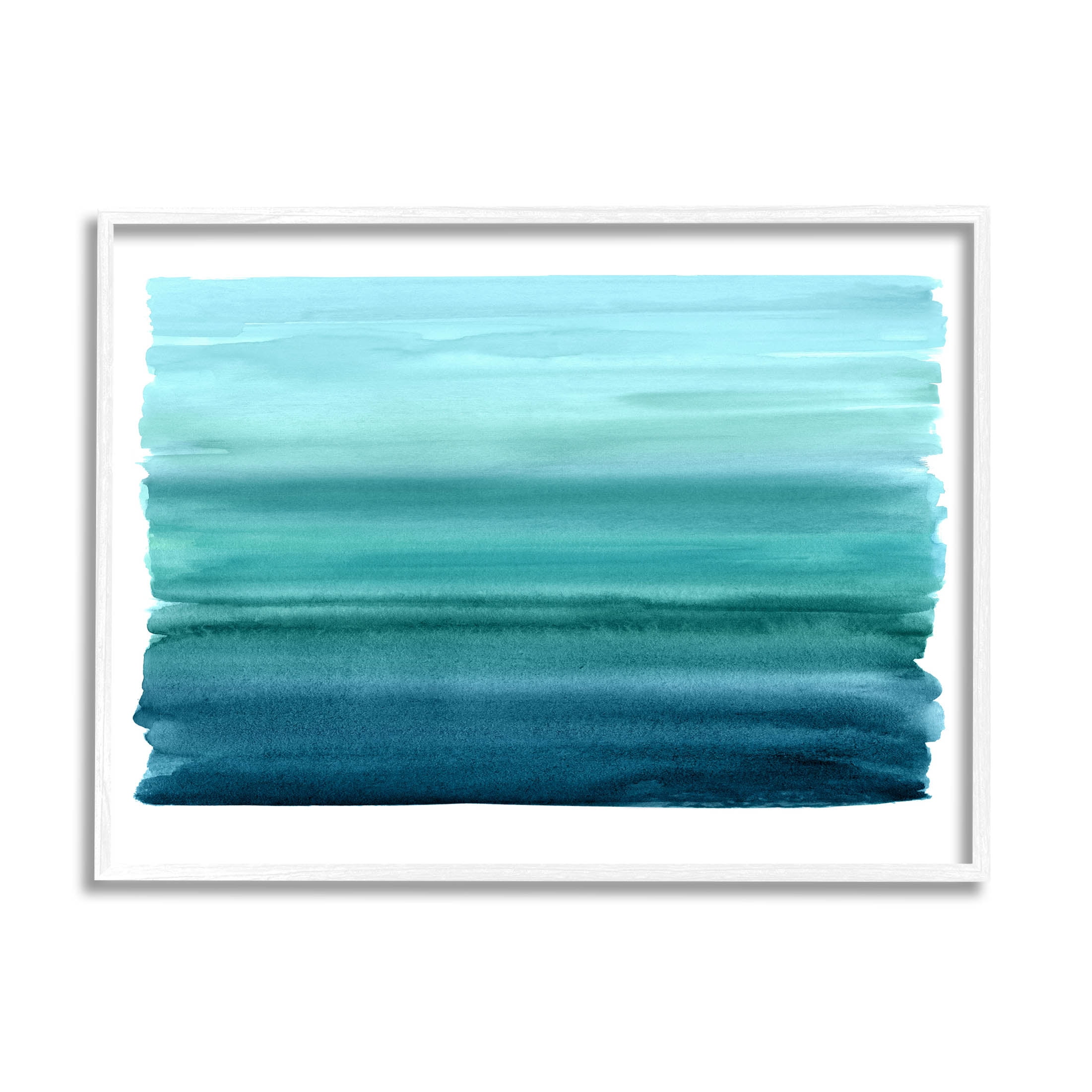 Stupell Industries Turquoise Gradient Shape Painting Graphic Art White Framed Art Print Wall Art, Design by Allie Corbin