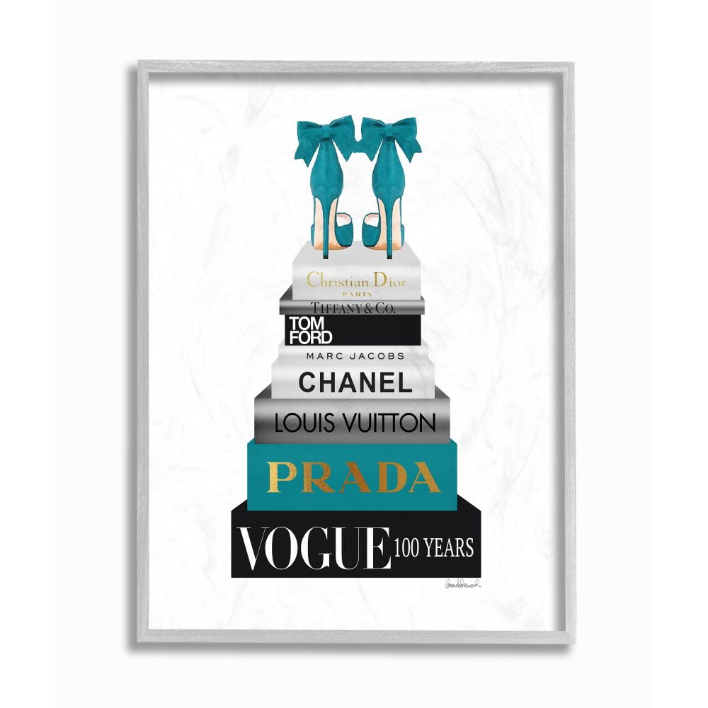 Stupell Industries Turquoise Heels Resting on Glam Fashion Books Designed by Amanda Greenwood