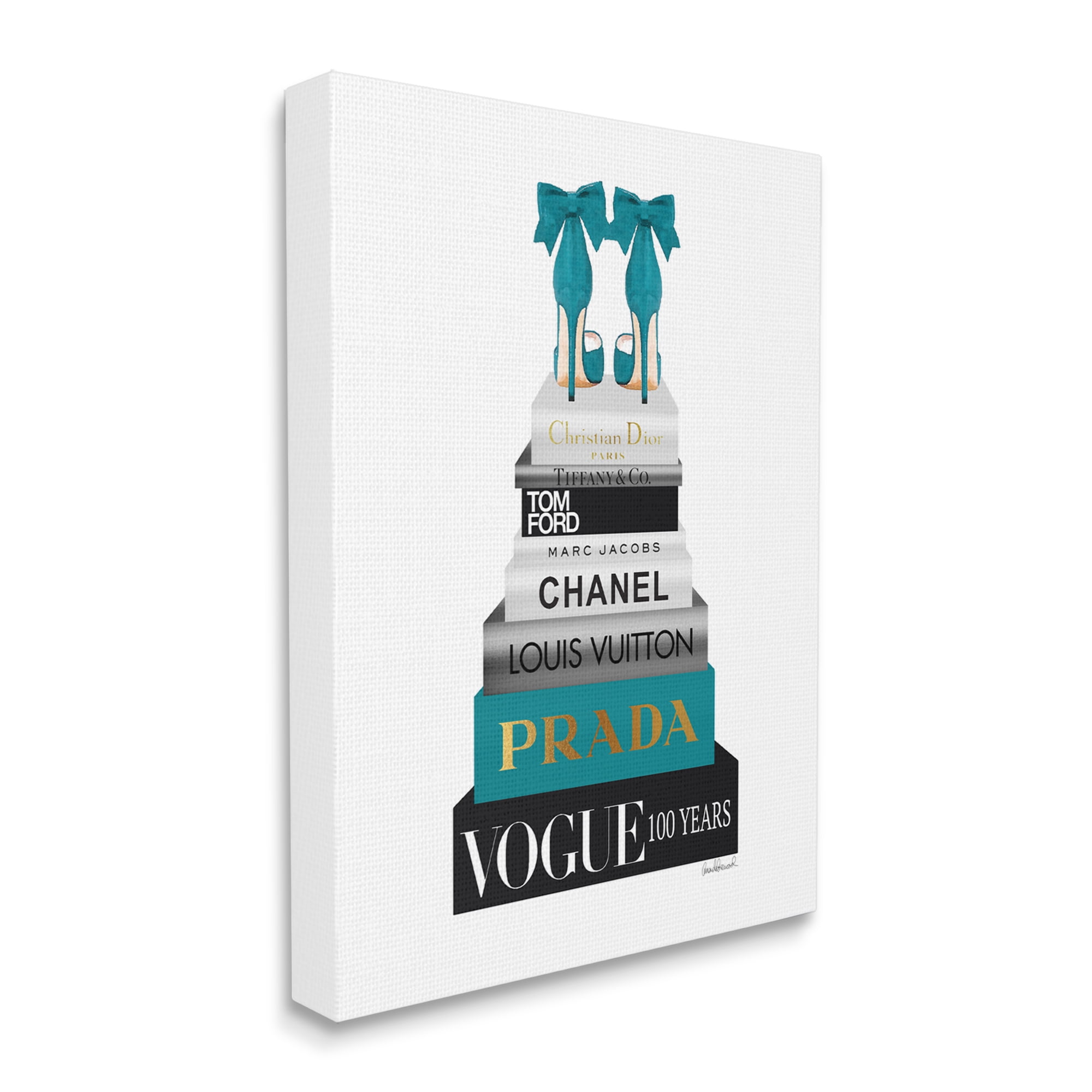 Stupell Industries Turquoise Heels Resting on Glam Fashion Books Designed by Amanda Greenwood