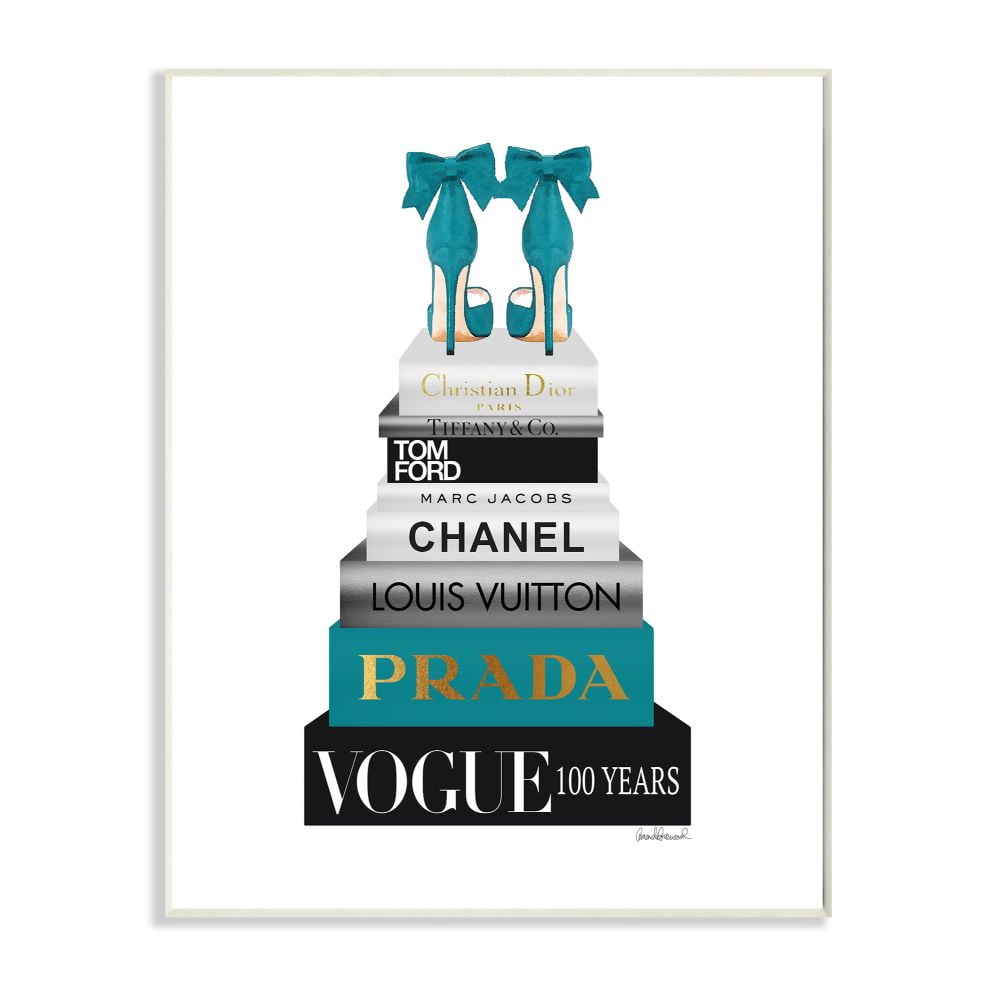 Stupell Industries Turquoise Heels Resting on Glam Fashion Books Designed by Amanda Greenwood