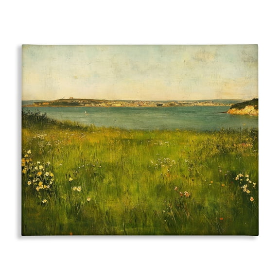 Stupell Industries Turquoise Lake Landscape Canvas Wall Art design by Petal Prints Design, 24 x 30