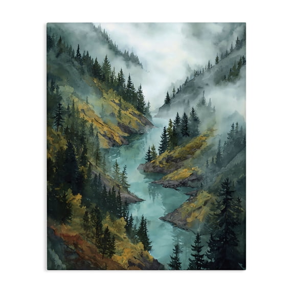 Stupell Industries Traditional Turquoise Mountain River Bends Canvas Art, 16 x 20, by Franklyn Gregory