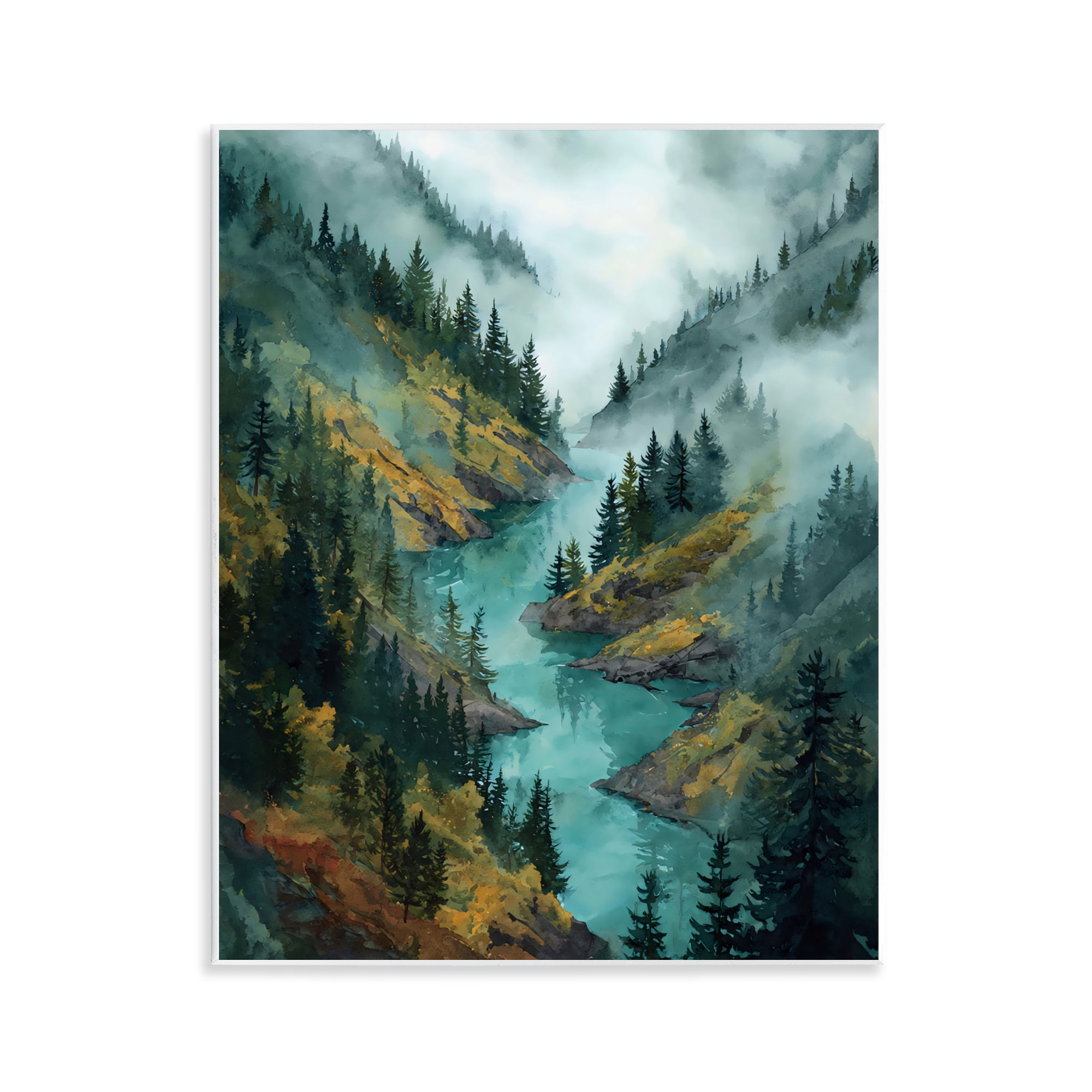 Stupell Industries Turquoise Mountain River Bends Wall Plaque Art, design by Franklyn Gregory