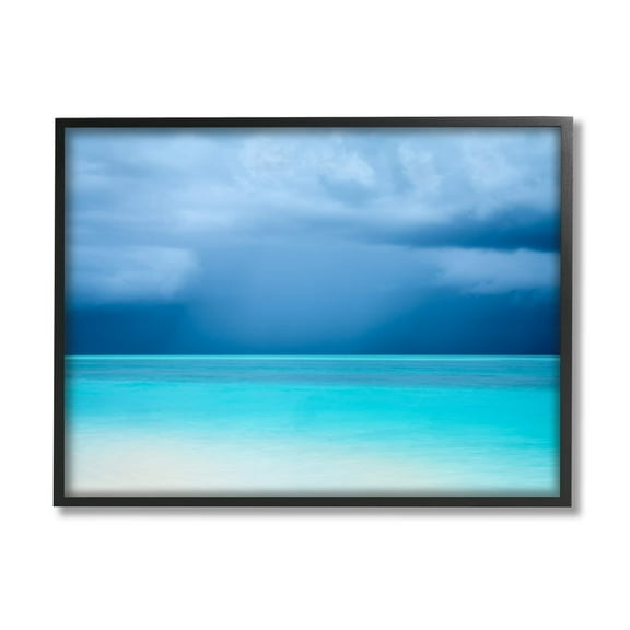 Stupell Industries Turquoise Ocean Landscape Coastal Photography Black Framed Art Print Wall Art