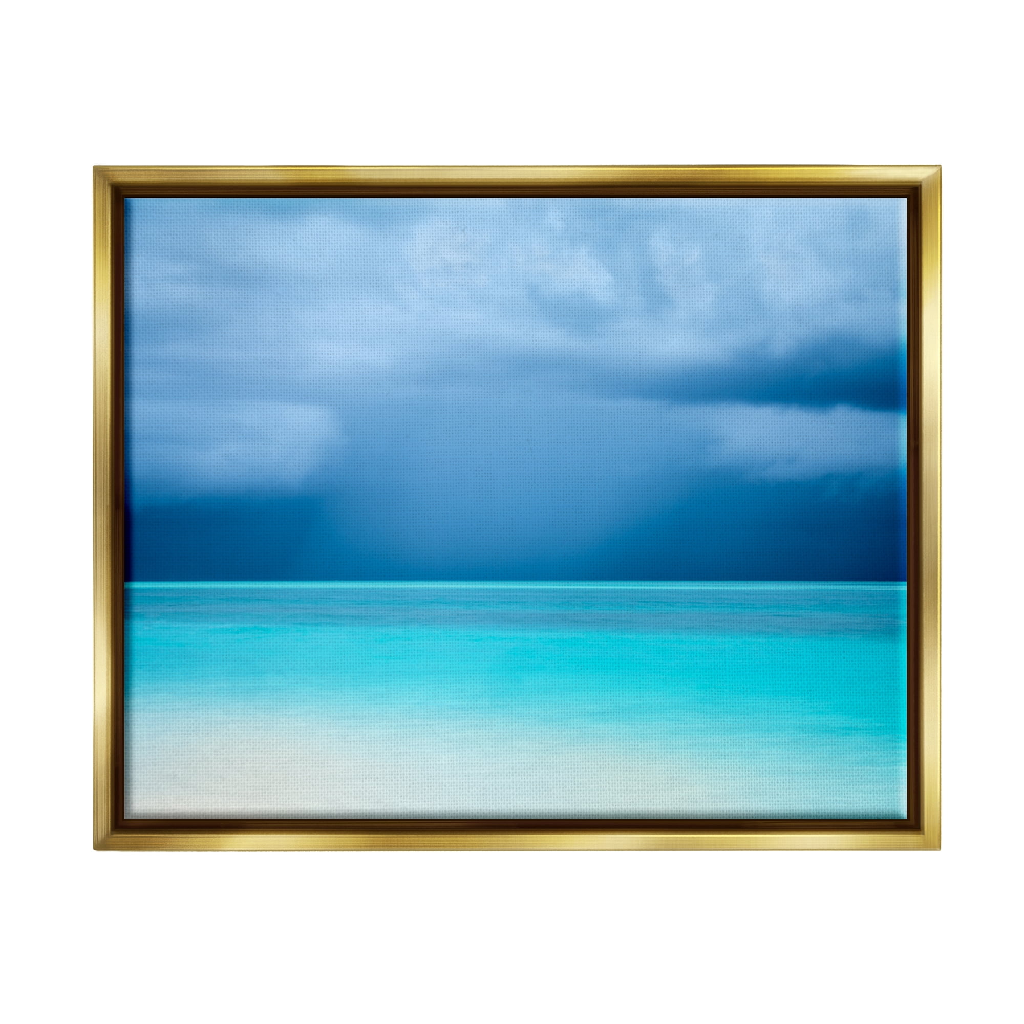 Stupell Industries Turquoise Ocean Landscape Coastal Photography Gold Floater Framed Art Print Wall Art
