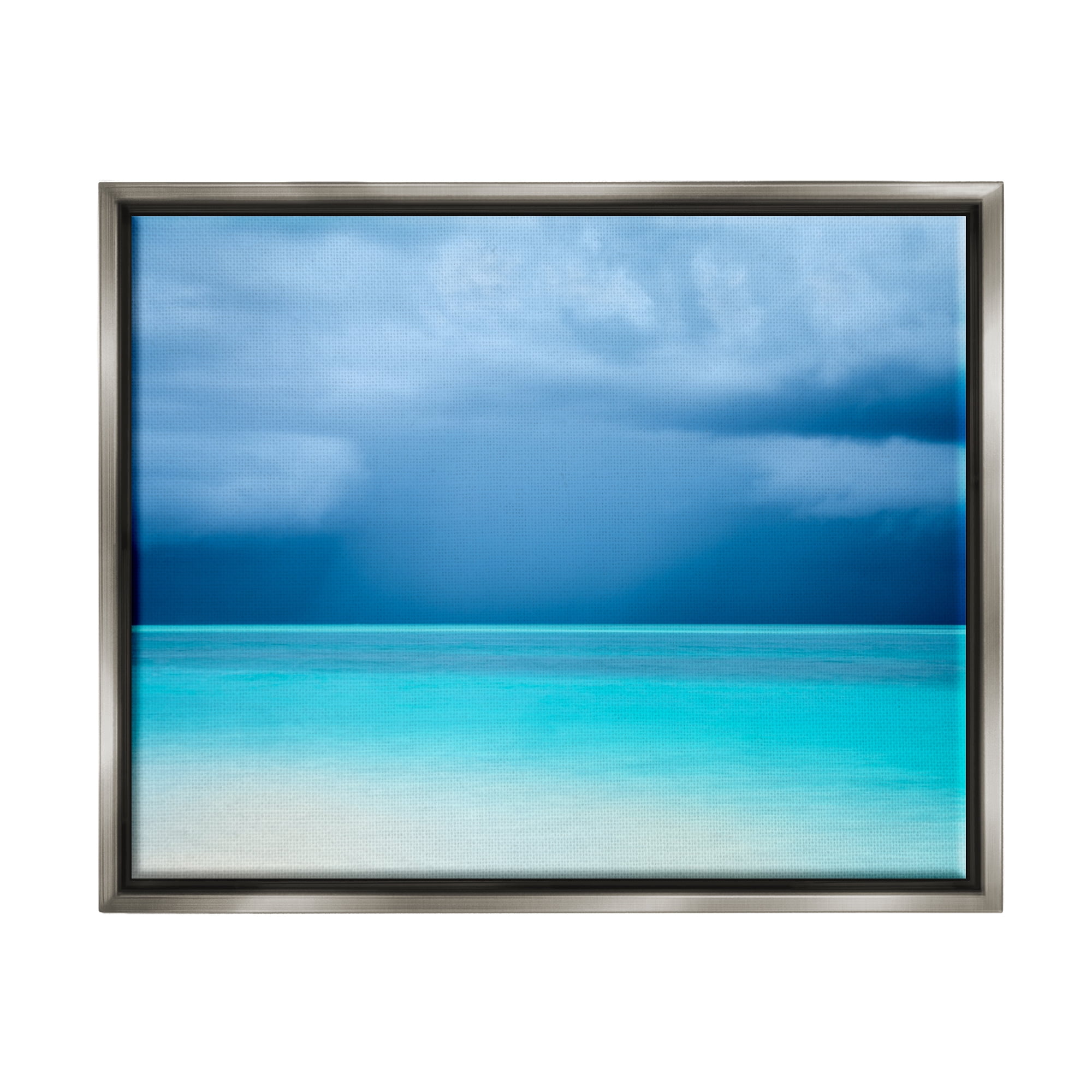 Stupell Industries Turquoise Ocean Landscape Coastal Photography Gray Floater Framed Art Print Wall Art