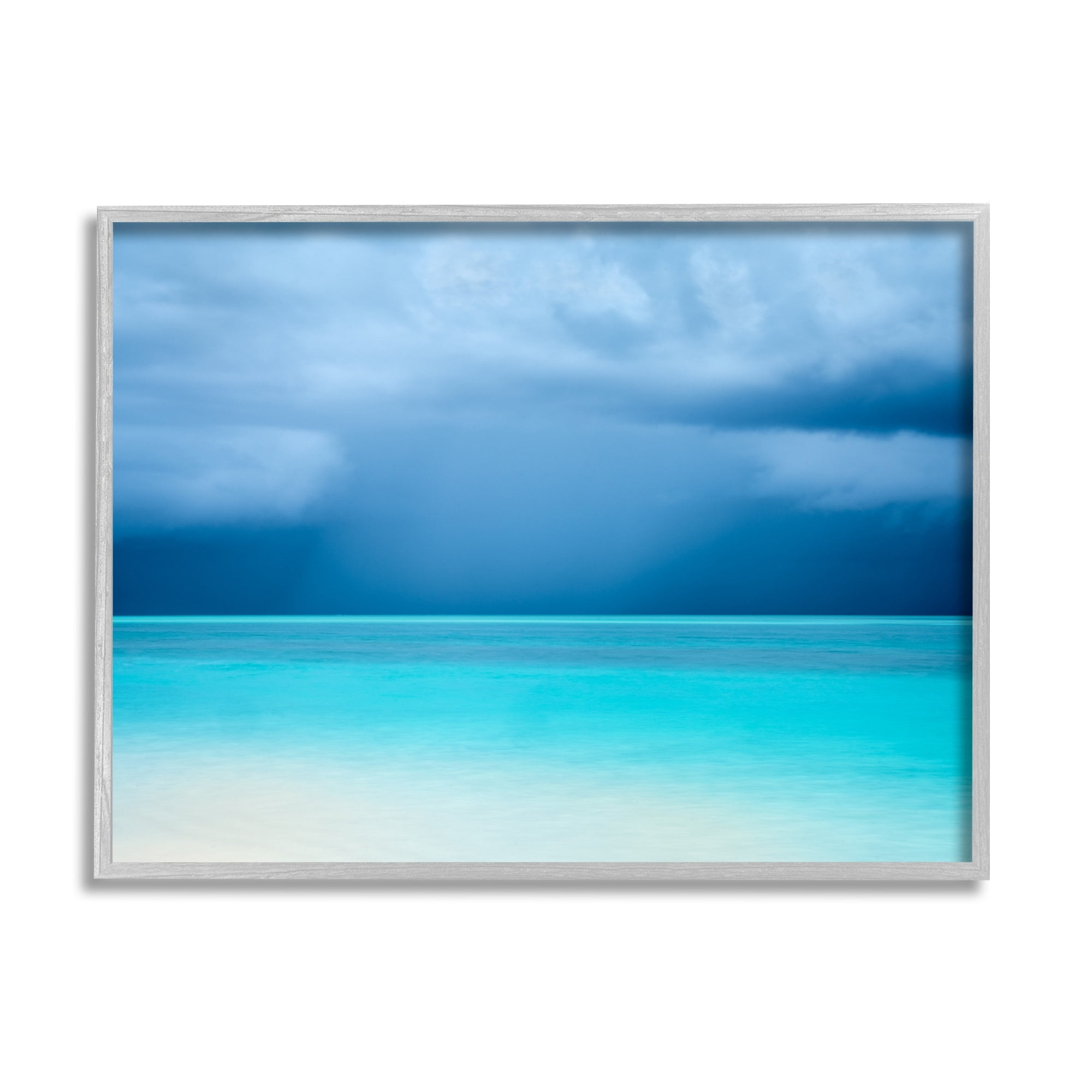 Stupell Industries Turquoise Ocean Landscape Coastal Photography Gray Framed Art Print Wall Art