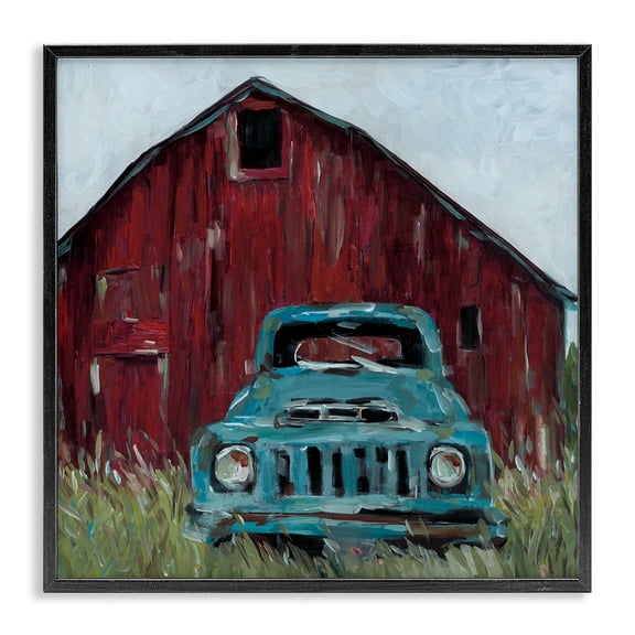 Stupell Industries Turquoise Pickup Truck Black Framed Giclee Art design by Wani Pasion, 12 x 12