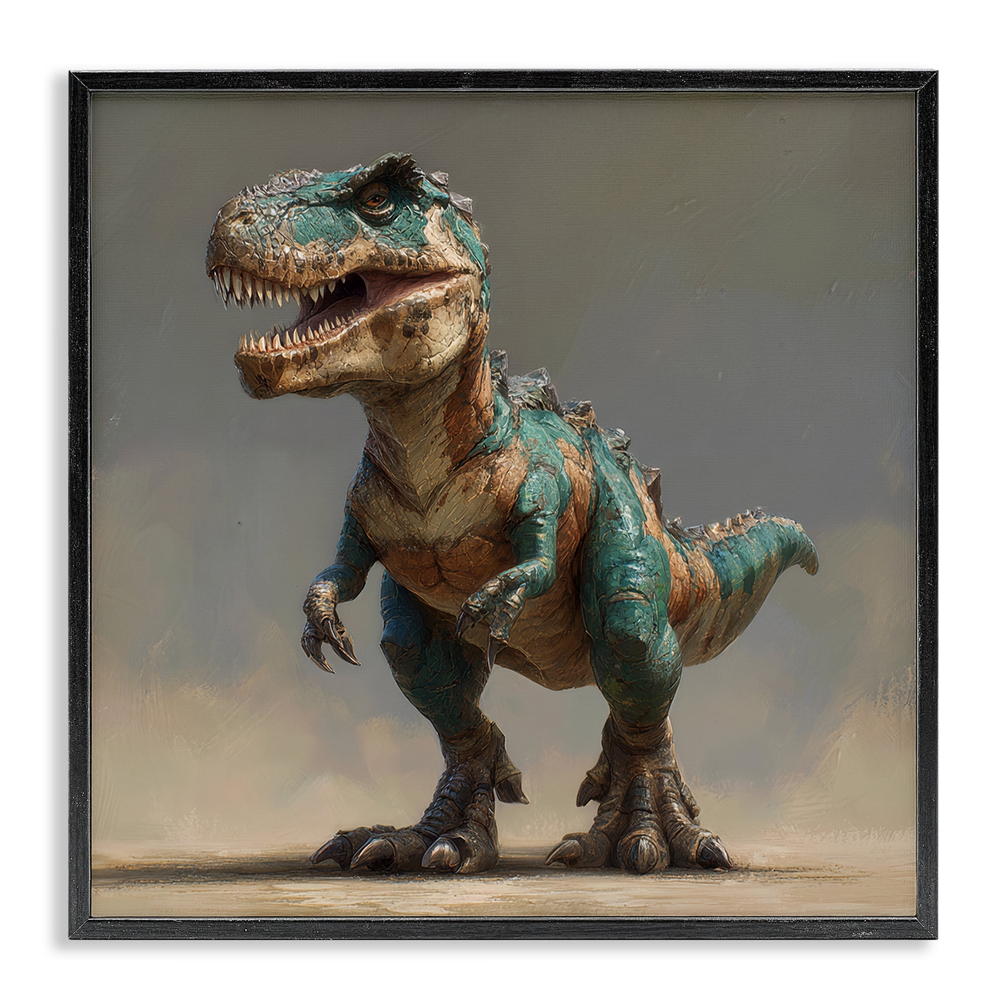 Stupell Industries Turquoise T-Rex Study Black Framed Giclee Art, design by Wumples