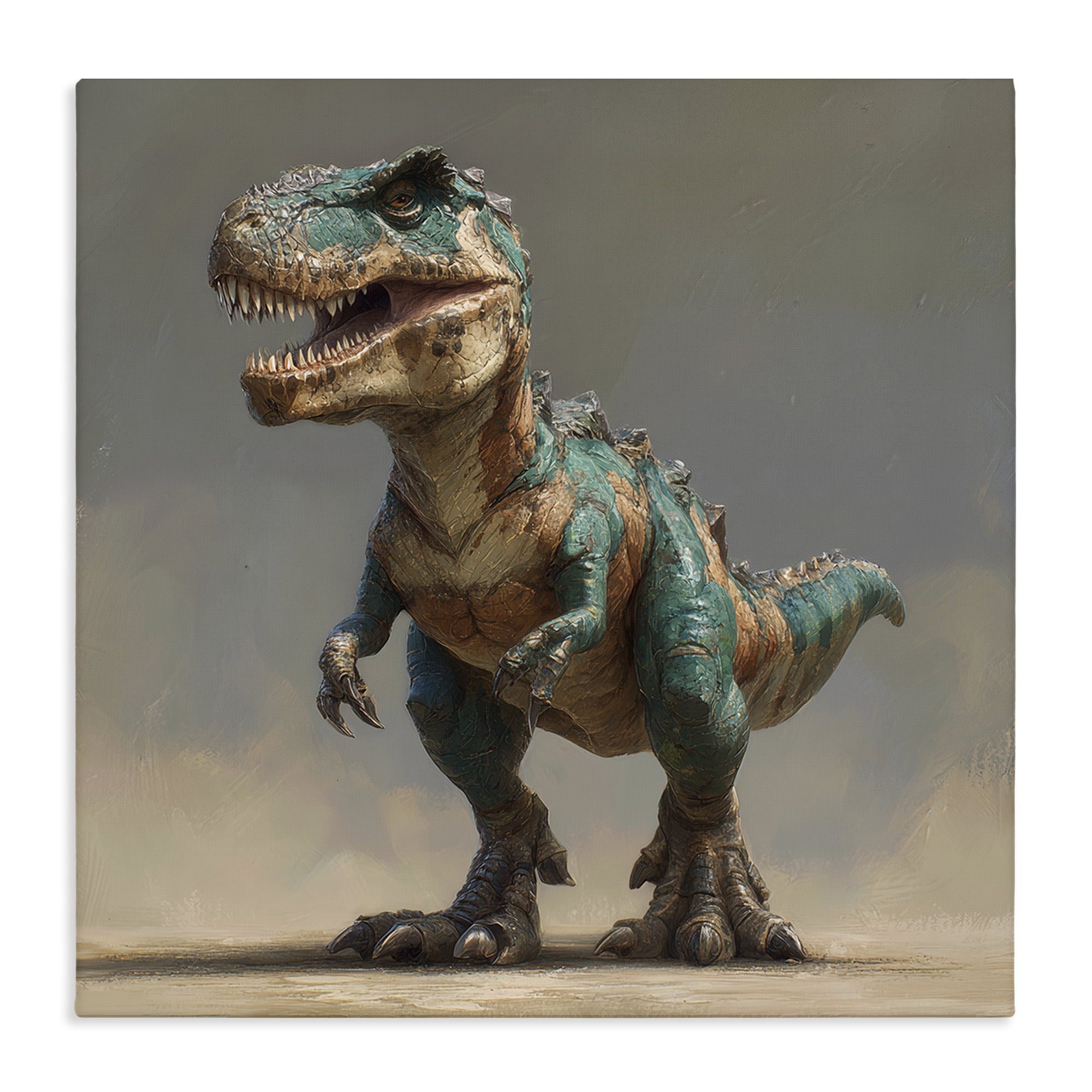 Stupell Industries Turquoise T-Rex Study Canvas Wall Art, design by Wumples