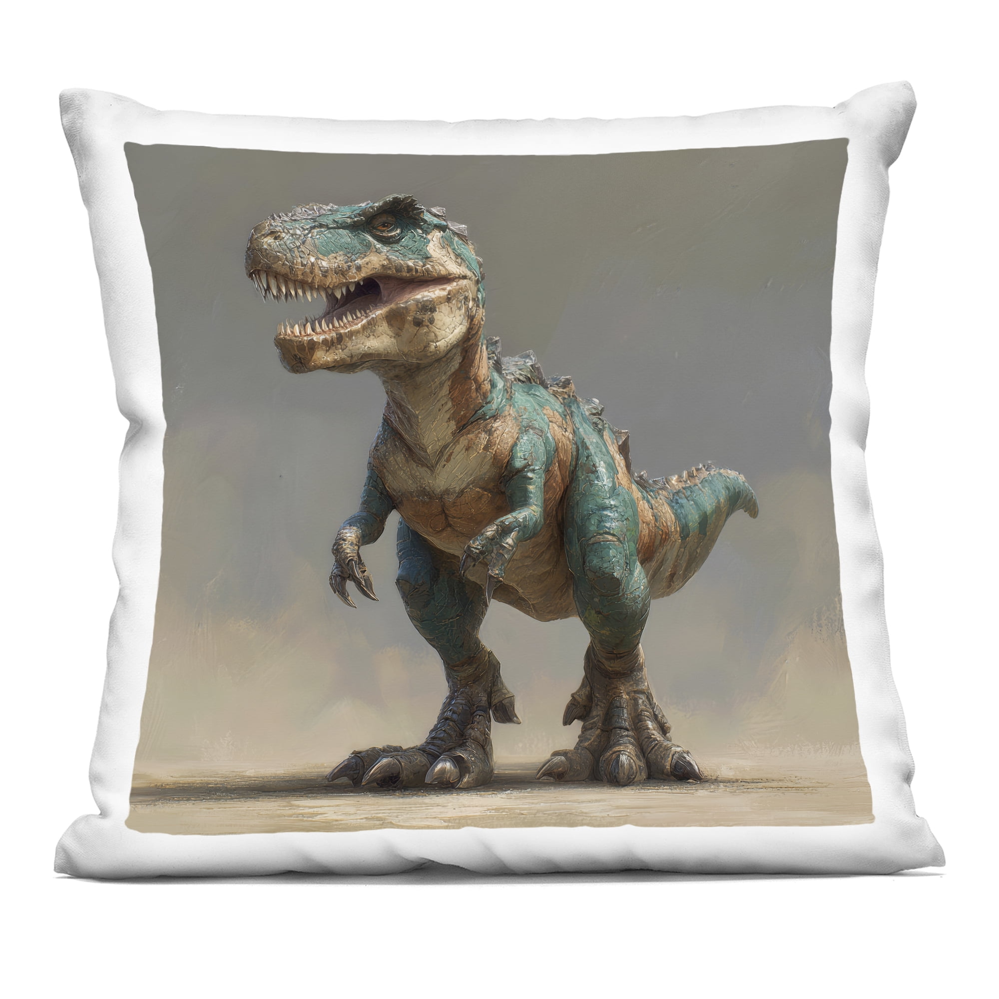 Stupell Industries Turquoise T-Rex Study Decorative Printed Throw Pillow, design by Wumples, 18 x 7 x 18