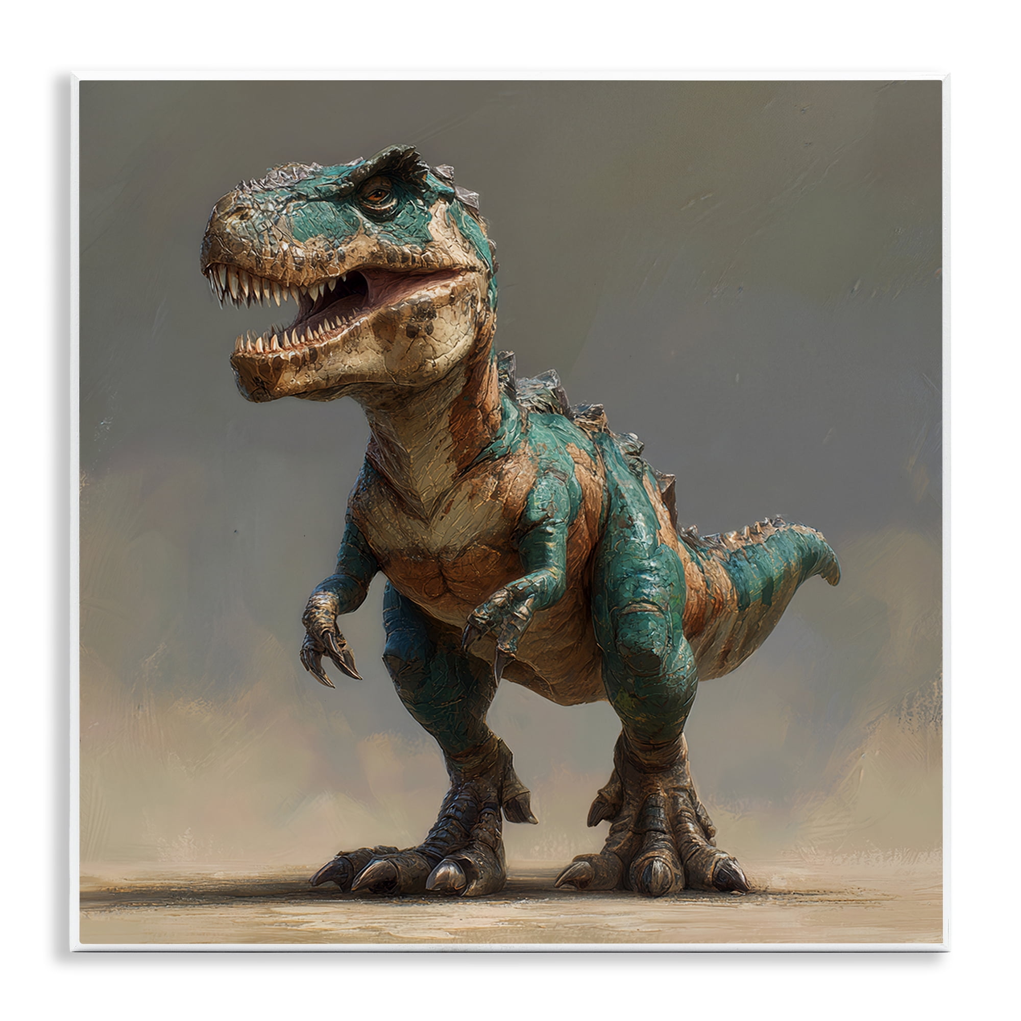 Stupell Industries Turquoise T-Rex Study Wall Plaque Art, design by Wumples