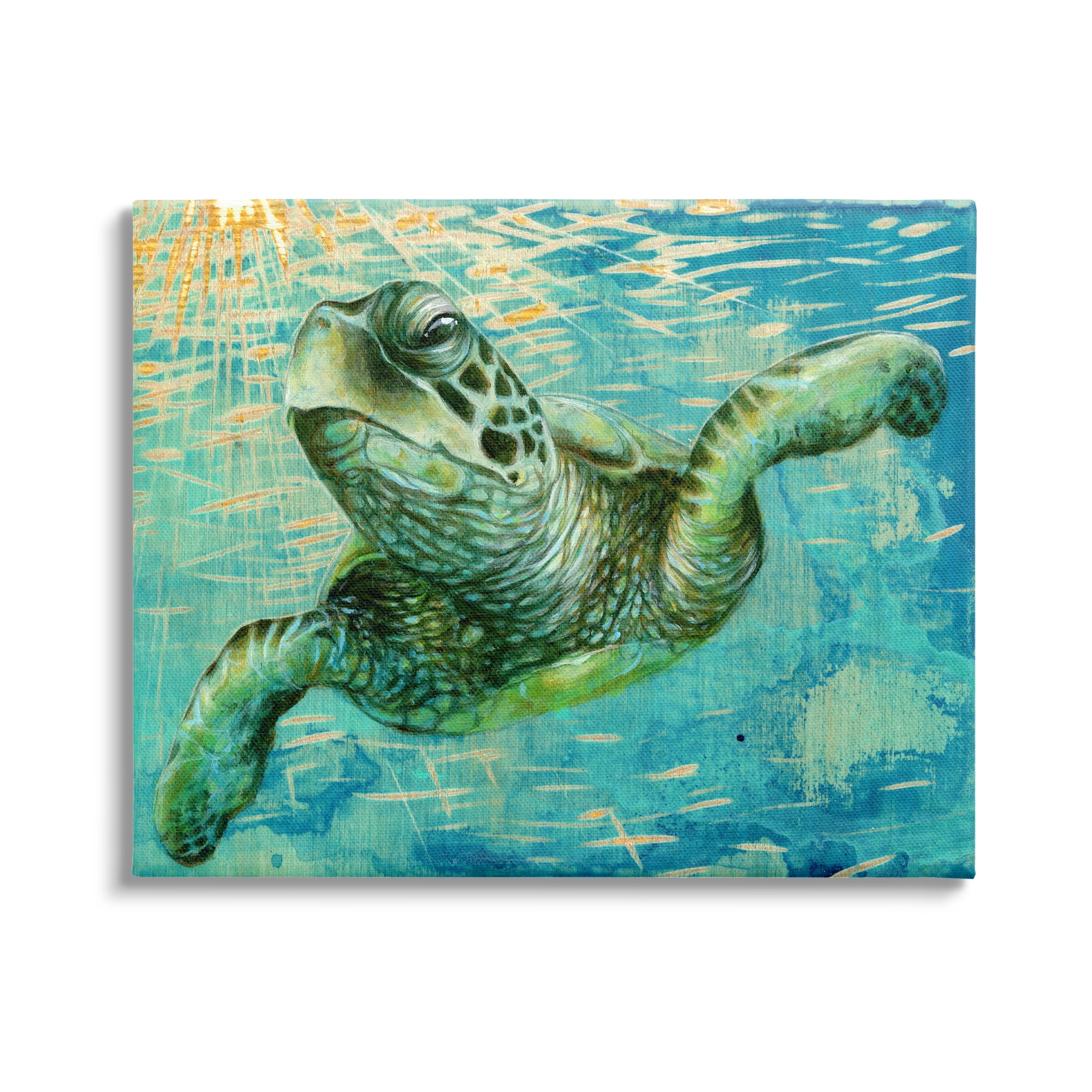 Stupell Industries Turtle & Abstract Rays Animals & Insects Painting Gallery Wrapped Canvas Art Print Wall Art, 48 x 36