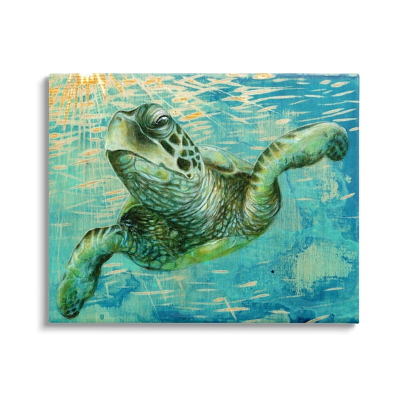 Stupell Industries Turtle & Abstract Rays Animals & Insects Painting Gallery Wrapped Canvas Art Print Wall Art, 48 x 36
