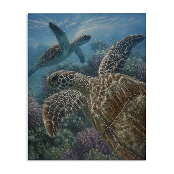 Stupell Industries Turtle Bay over Reef Canvas Wall Art design by Collin Bogle, 40 x 30