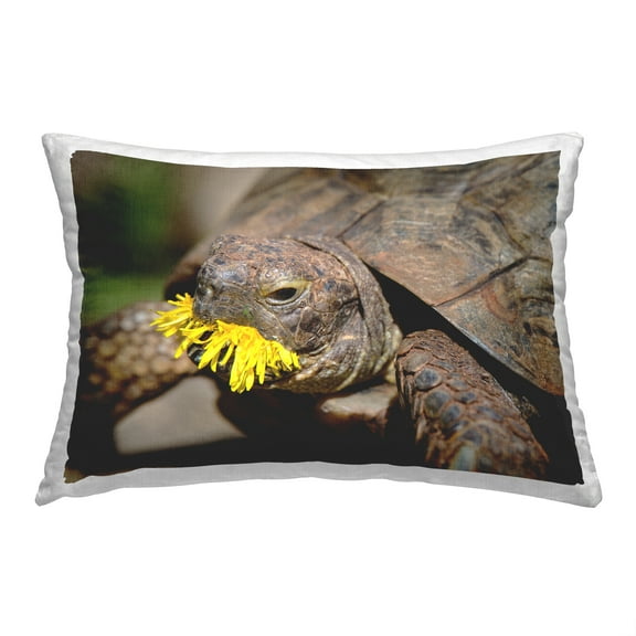 Stupell Industries Turtle Eating Dandelion Decorative Printed Throw Pillow, 14 x 20