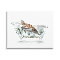 Stupell Industries Turtle Swimming Bathtub Habitat Animals & Insects Painting Gallery Wrapped Canvas Print Wall Art