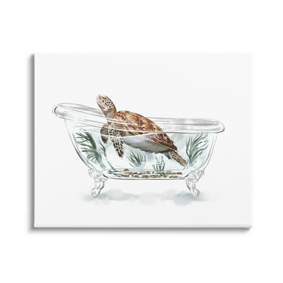 Stupell Industries Turtle Swimming Bathtub Habitat Animals & Insects Painting Gallery Wrapped Canvas Print Wall Art