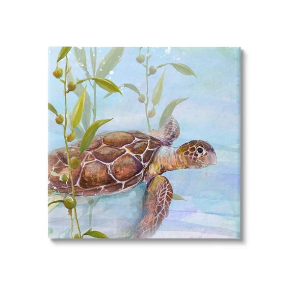 Stupell Industries Turtle Swimming Between Reef Graphic Art Gallery Wrapped Canvas Print Wall Art, Design by Diannart