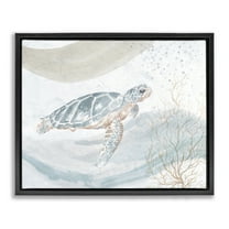 Stupell Industries Turtle Watercolor Style Animals & Insects Painting Black Floater Framed Canvas Art Print Wall Art, 21 x 17