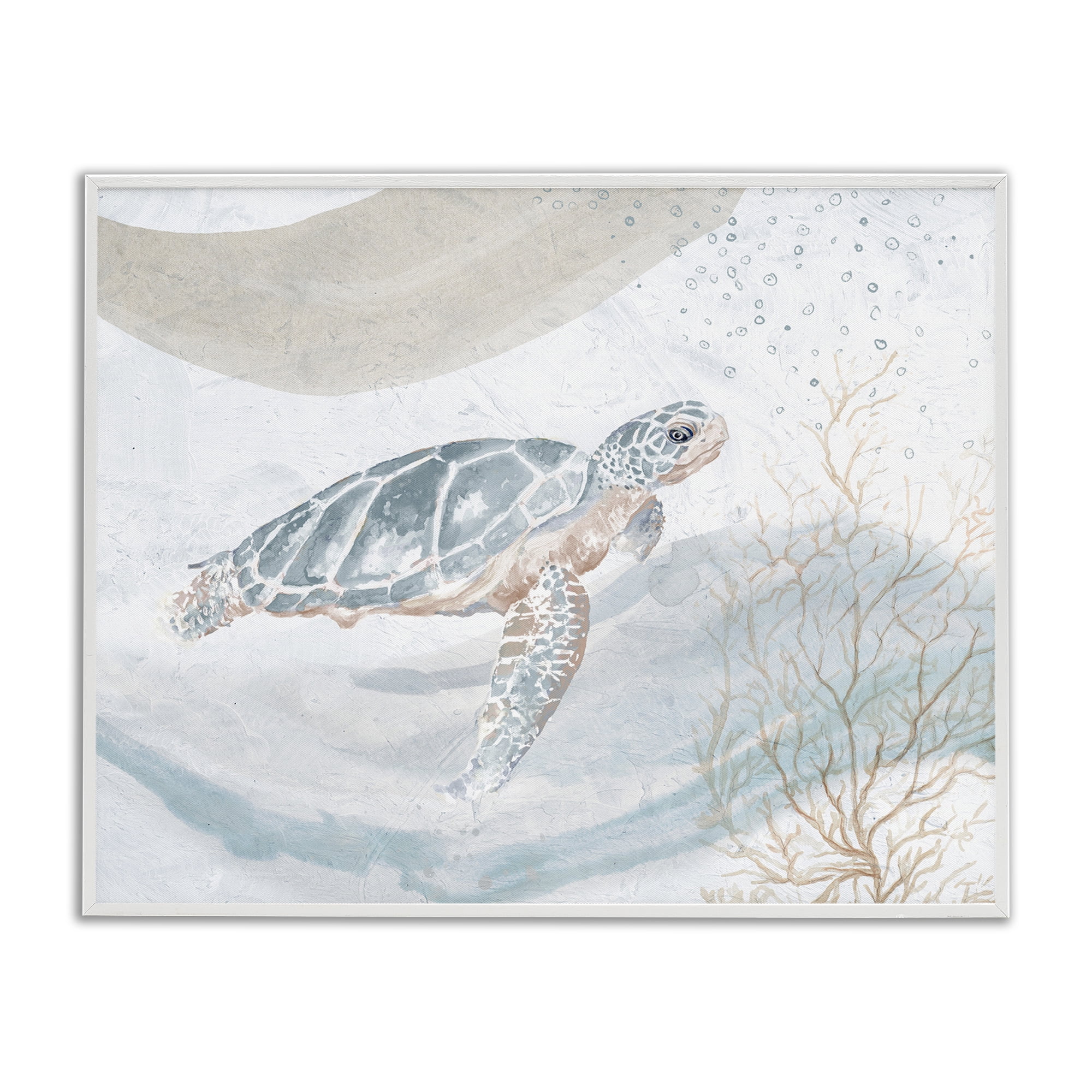 Stupell Industries Turtle Watercolor Style Animals & Insects Painting White Framed Art Print Wall Art, 20 x 16