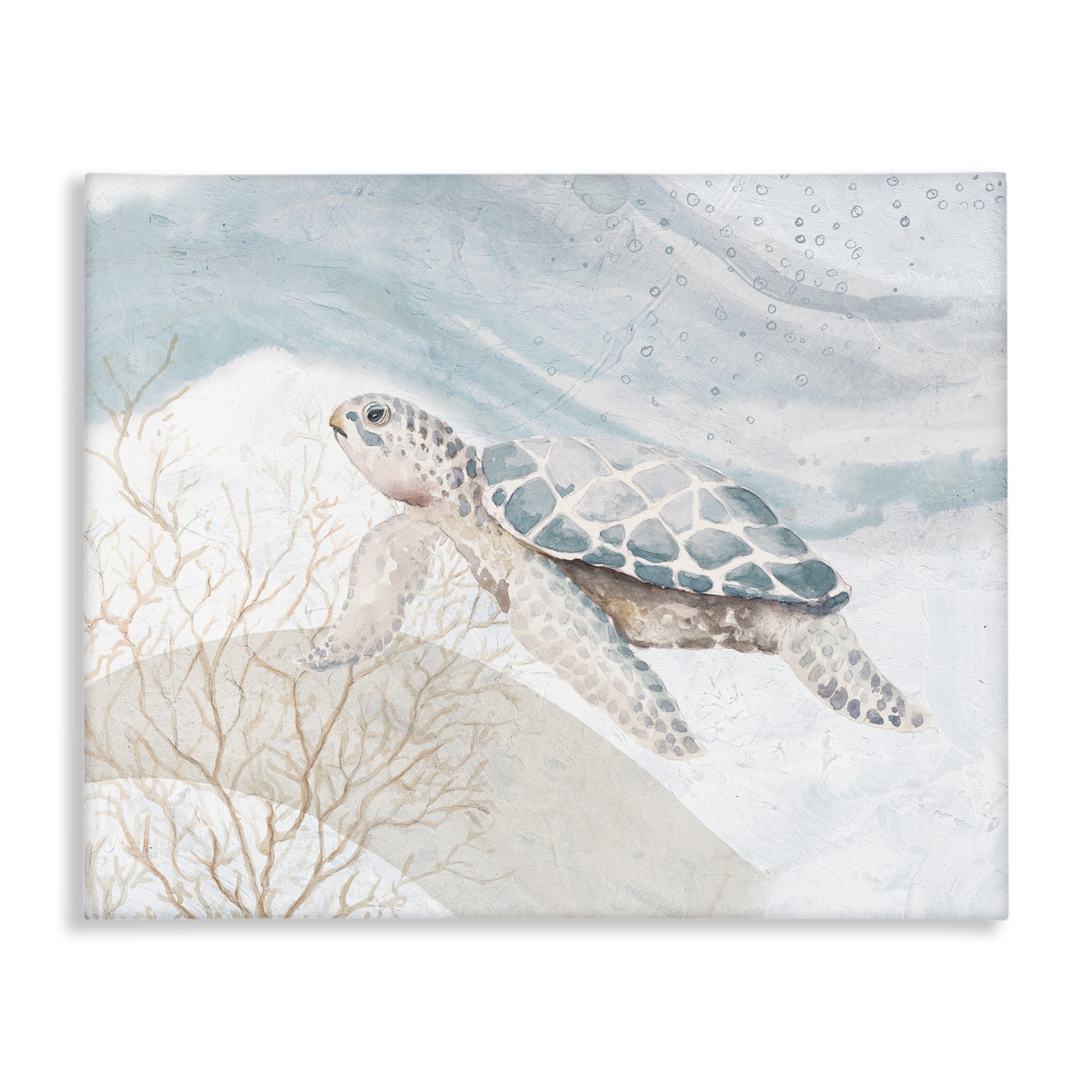 Stupell Industries Turtle on Brushed Pattern Animals & Insects Painting Gallery Wrapped Canvas Art Print Wall Art, 40 x 30