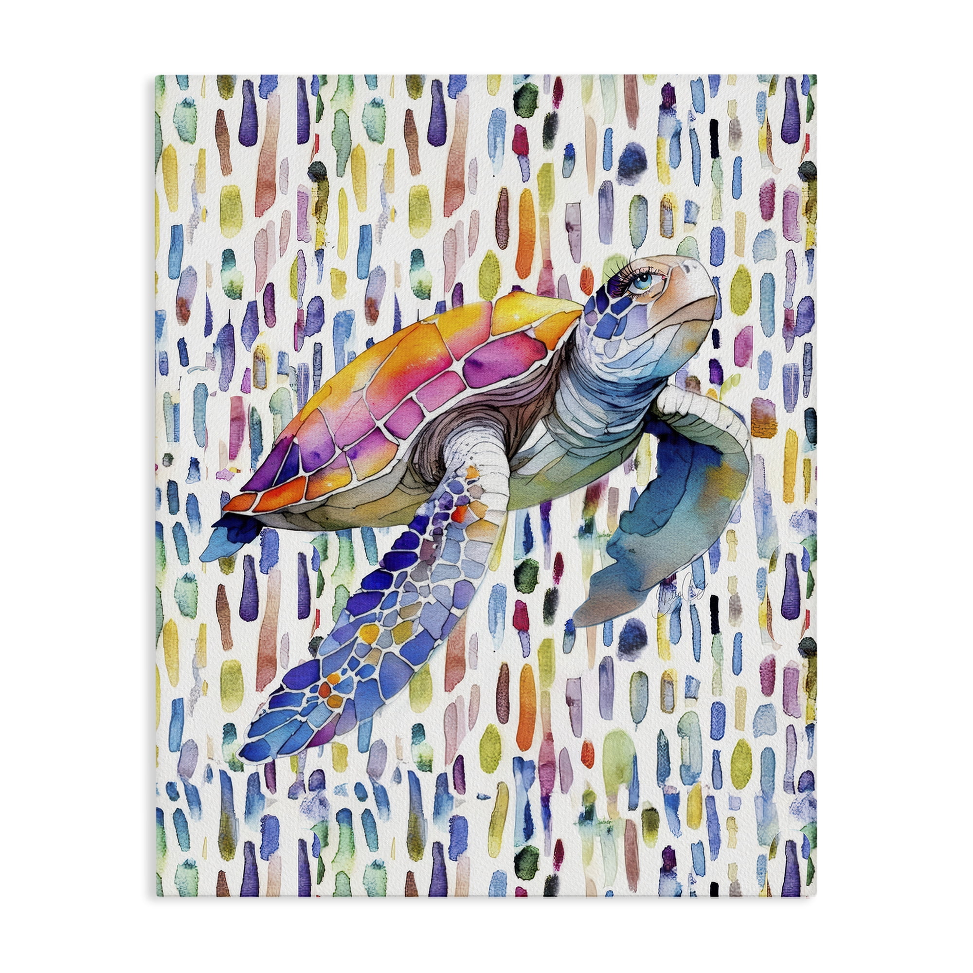 Stupell Industries Turtle on Colorful Dots Canvas Wall Art, design by Shelly Craig