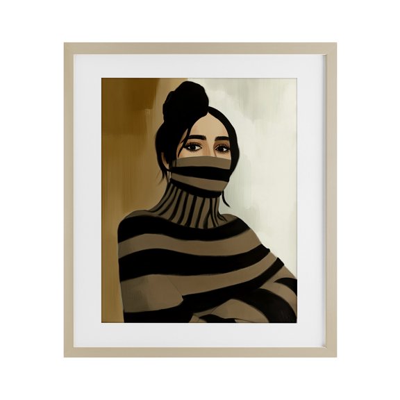 Stupell Industries Turtleneck Fashionable Portrait Birch Framed Print Under Glass design by Annabelle Hall, 16 x 13