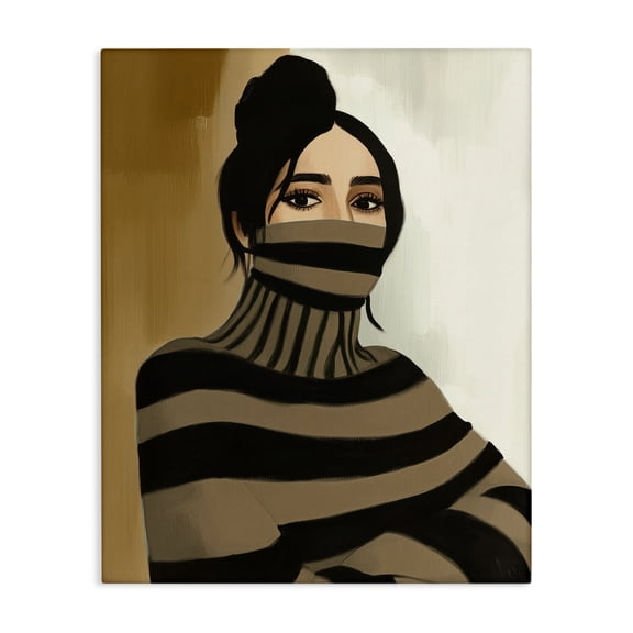 Stupell Industries Turtleneck Fashionable Portrait Canvas Wall Art design by Annabelle Hall, 30 x 24
