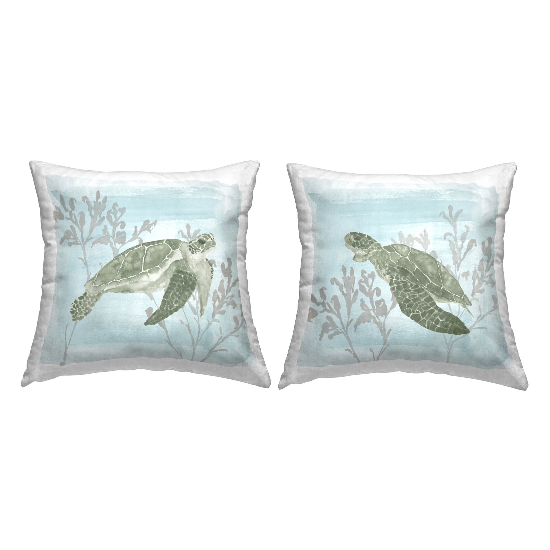 Stupell Industries Turtles Swimming Coral Reef Printed Throw Pillow Design by Lucille Price (Set of 2)