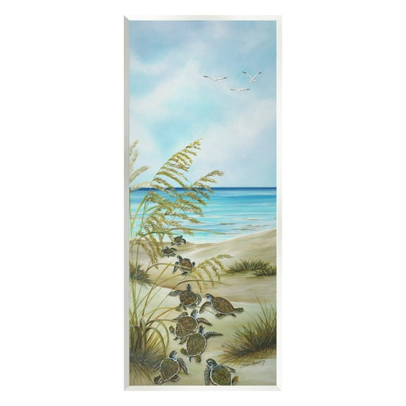 Stupell Industries Turtles Walking Beach Sand Wildlife Ocean Scene Painting Unframed Art Print Wall Art, Design by Lisa Sparling