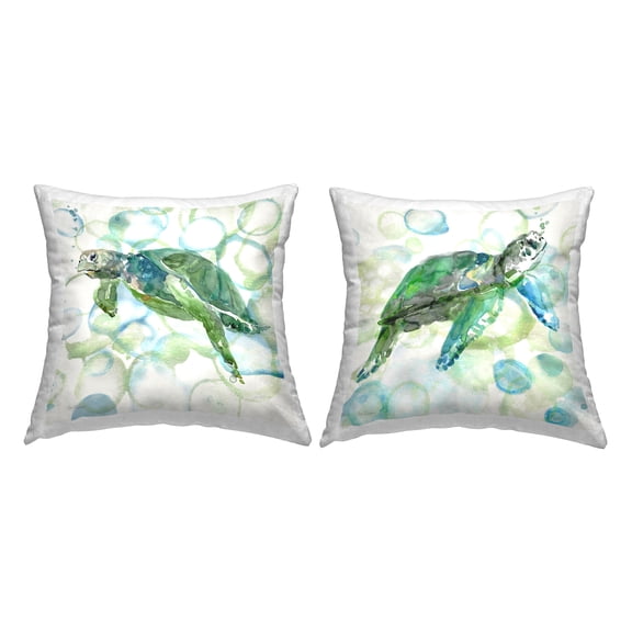 Stupell Industries Turtles on Bubble Pattern Decorative Printed Throw Pillow Design by Carol Robinson.
