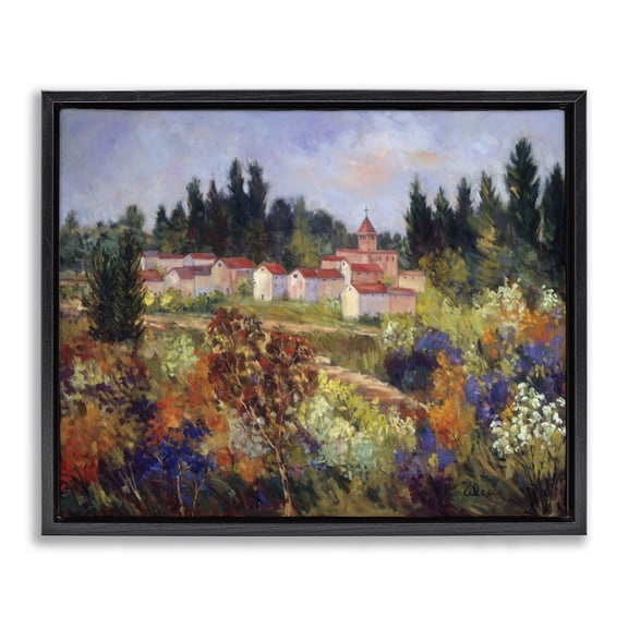 Stupell Industries Tuscan Countryside Garden Landscape & Nature Painting Black Floater Framed Canvas Art Print Wall Art, 31 x 25