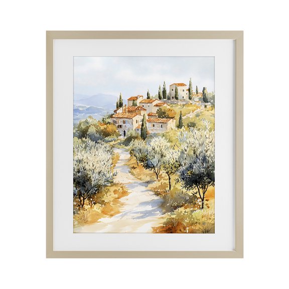 Stupell Industries Tuscan Hilltop Village View Birch Framed Print Under Glass, design by LSR Design Studio