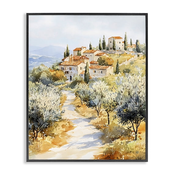 Stupell Industries Traditional Tuscan Hilltop Village View Black Framed Giclee Art, 11 x 14, by LSR Design Studio