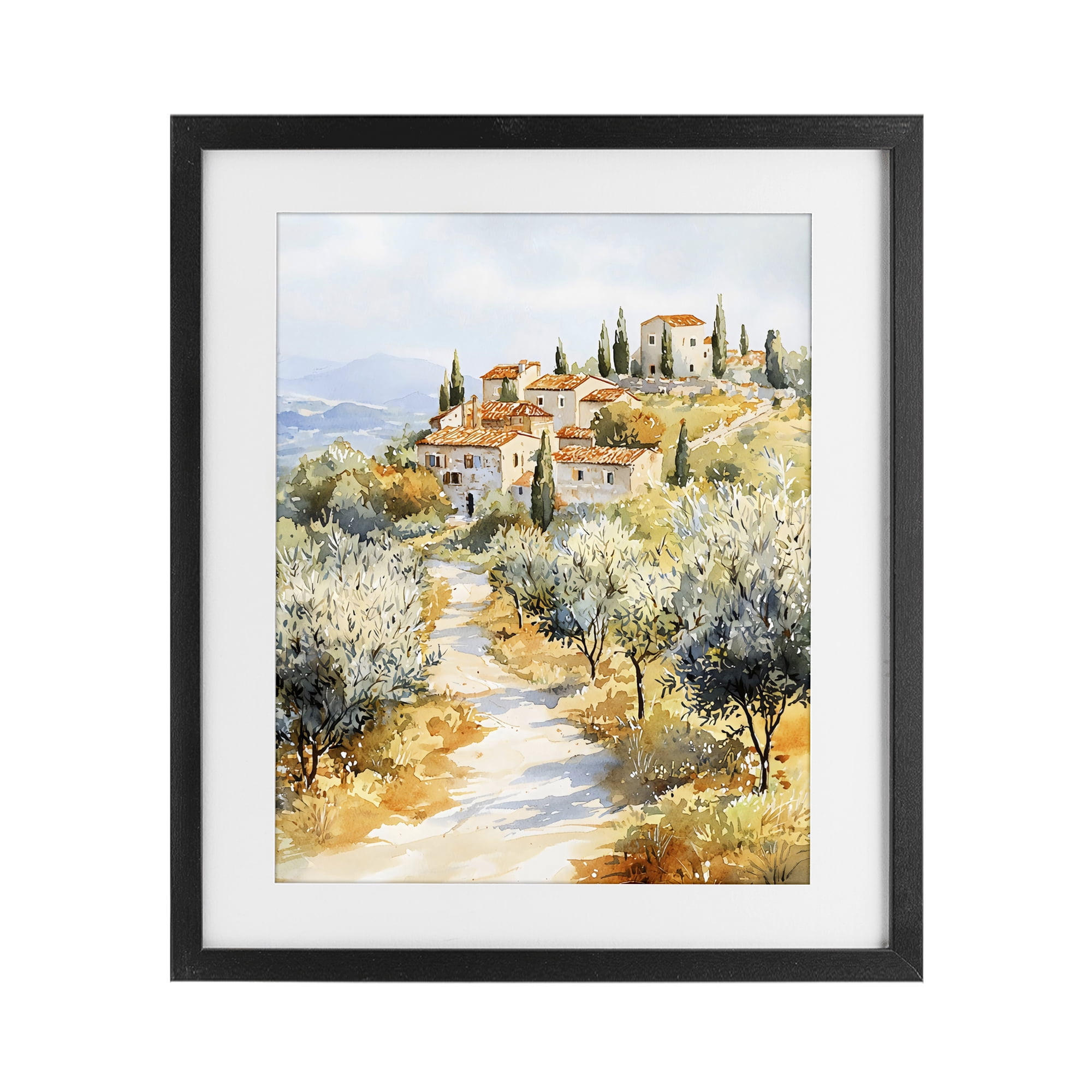 Stupell Industries Tuscan Hilltop Village View Black Framed Print Under Glass, design by LSR Design Studio