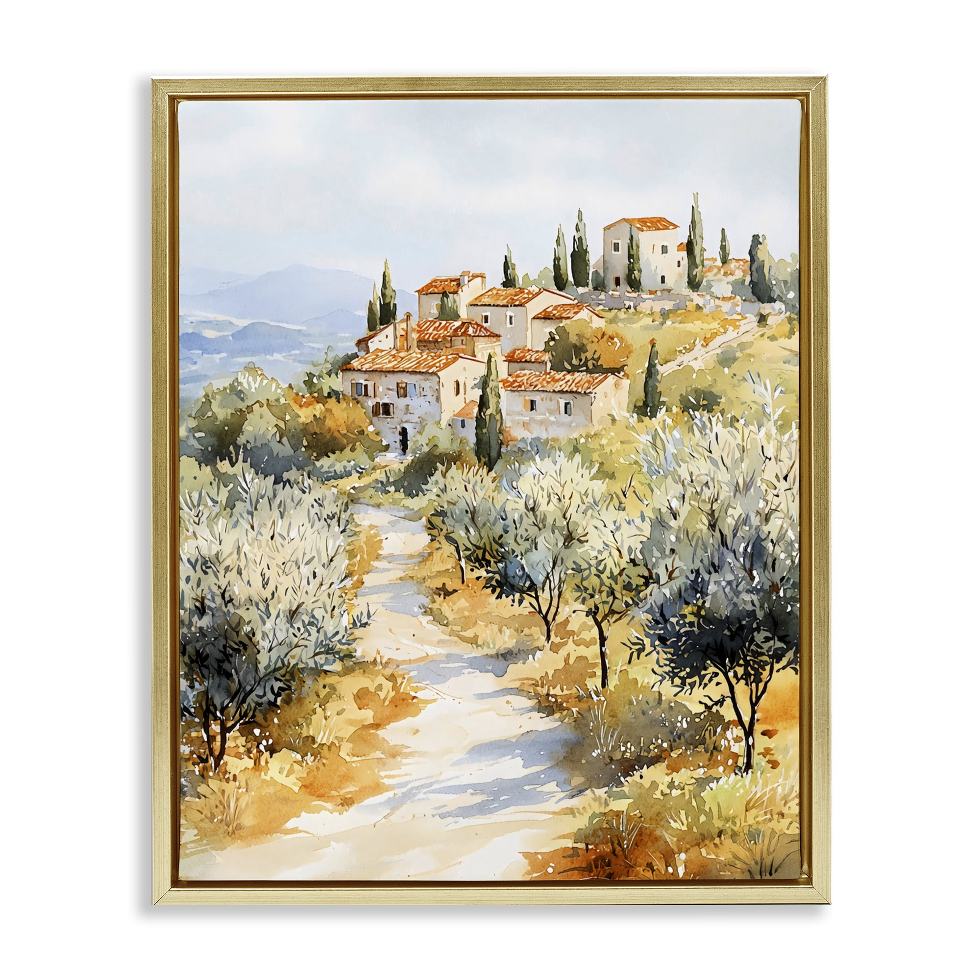 Stupell Industries Tuscan Hilltop Village View Gold Framed Floater Canvas Wall Art, design by LSR Design Studio