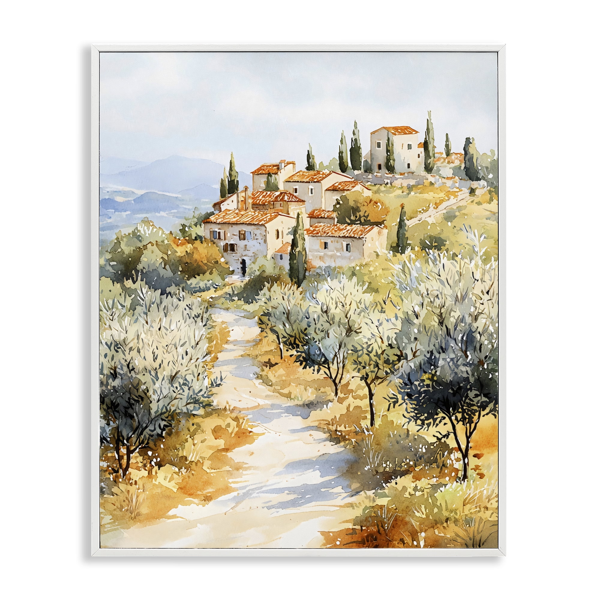Stupell Industries Tuscan Hilltop Village View White Framed Giclee Art, design by LSR Design Studio