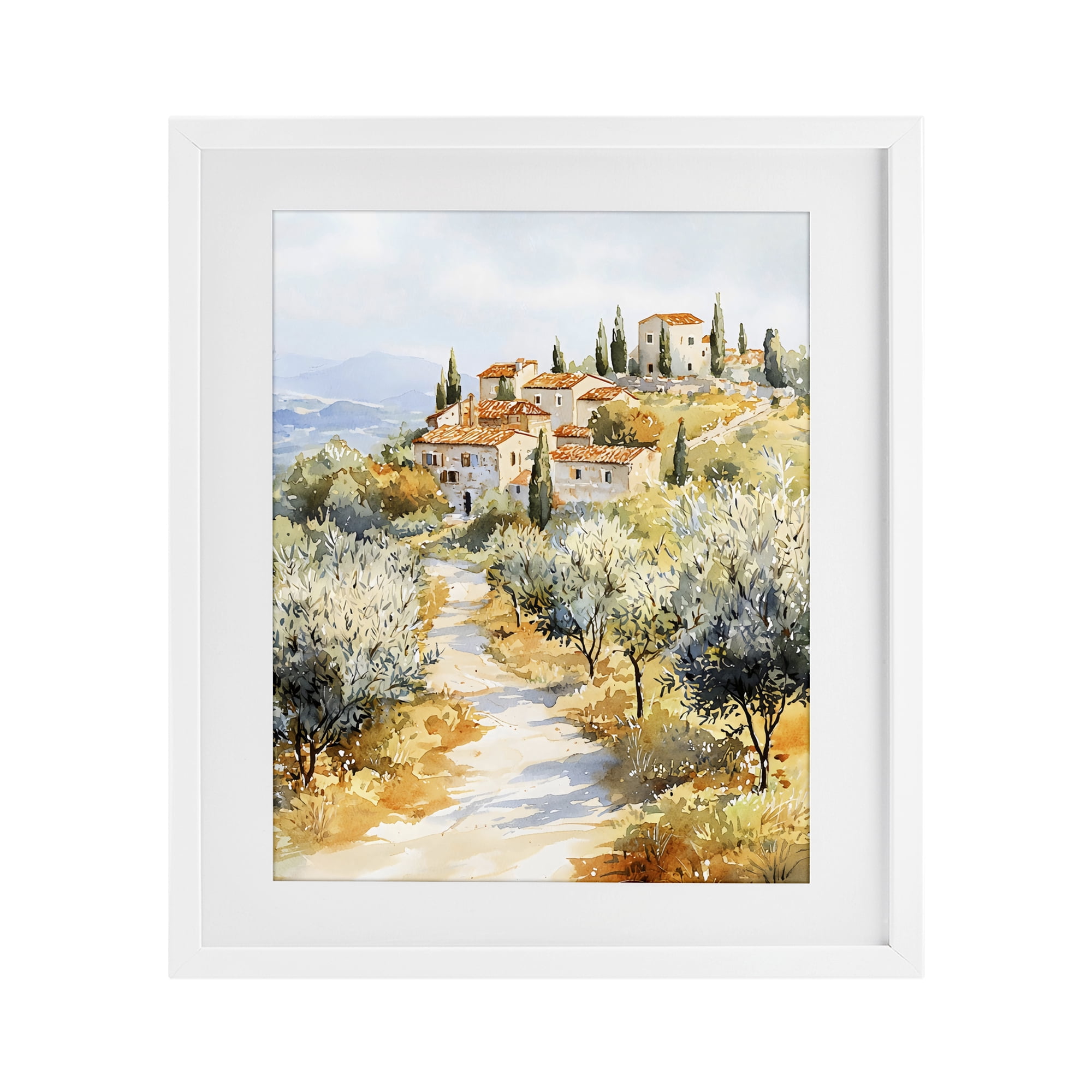 Stupell Industries Tuscan Hilltop Village View White Framed Print Under Glass, design by LSR Design Studio